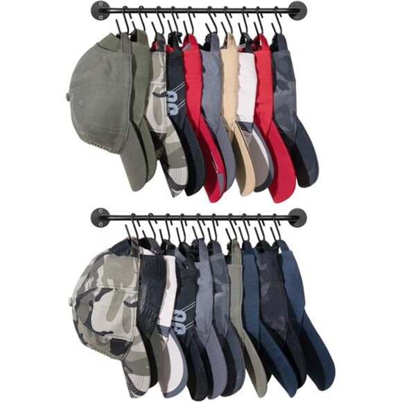 Hat Rack for Wall Baseball Cap Organizer Hanger with 20 Hooks Modern - Picture 8 of 14